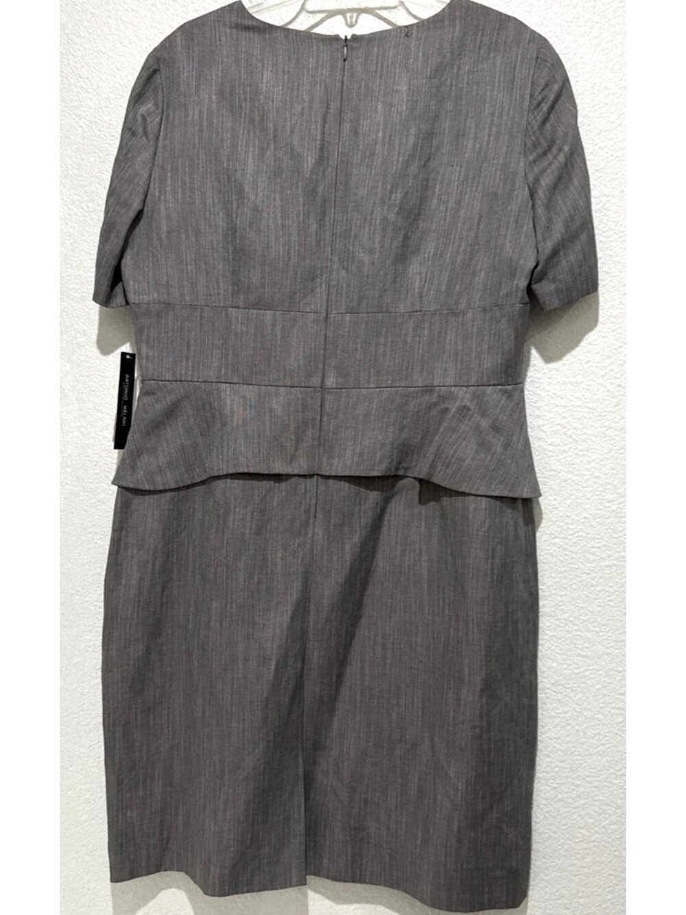 Antonio Melani Dress Navy Blue Gray Sheath Short Peplum Empire Size 14 - Picture 10 of 14